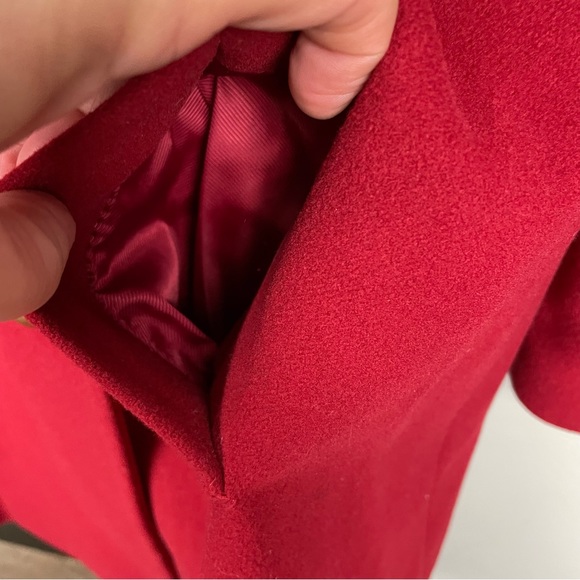 Michael Kors Red Double Breasted Lambwool Pea Coat With Front Pockets Size 4P - Picture 5 of 11